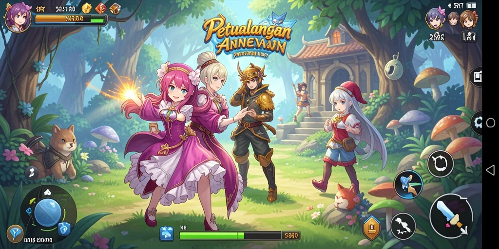 Tampilan gameplay 5RT dengan karakter Anime yang beraksi.