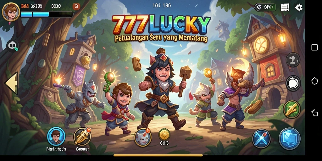 Screenshot menunjukkan gameplay seru dalam petualangan 777LUCKY.