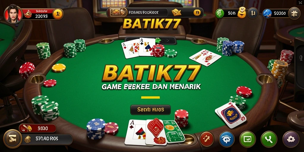 Tampilan gameplay seru dari game poker BATIK77 yang menggugah semangat bermain.