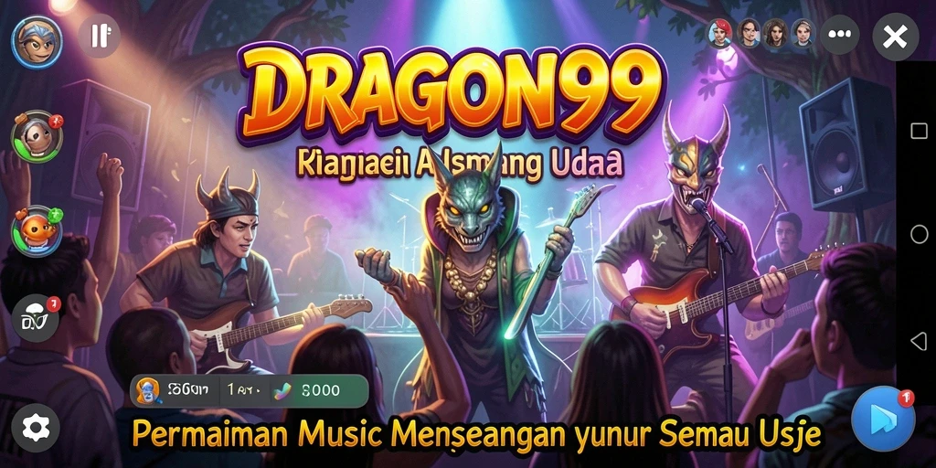 Tampilan seru saat bermain game musik DRAGON99 dengan teman-teman.