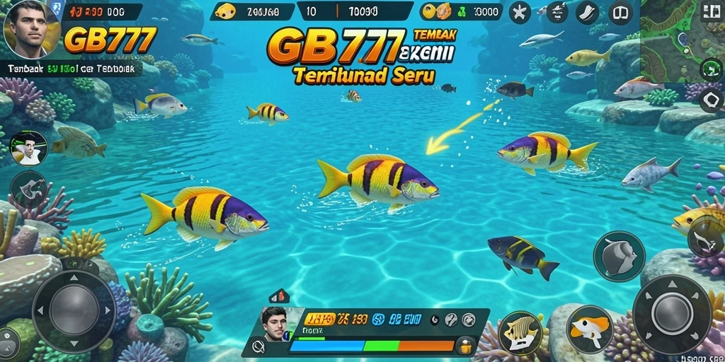 Screenshot utama GB777 menampilkan gameplay Tembak Ikan yang seru.