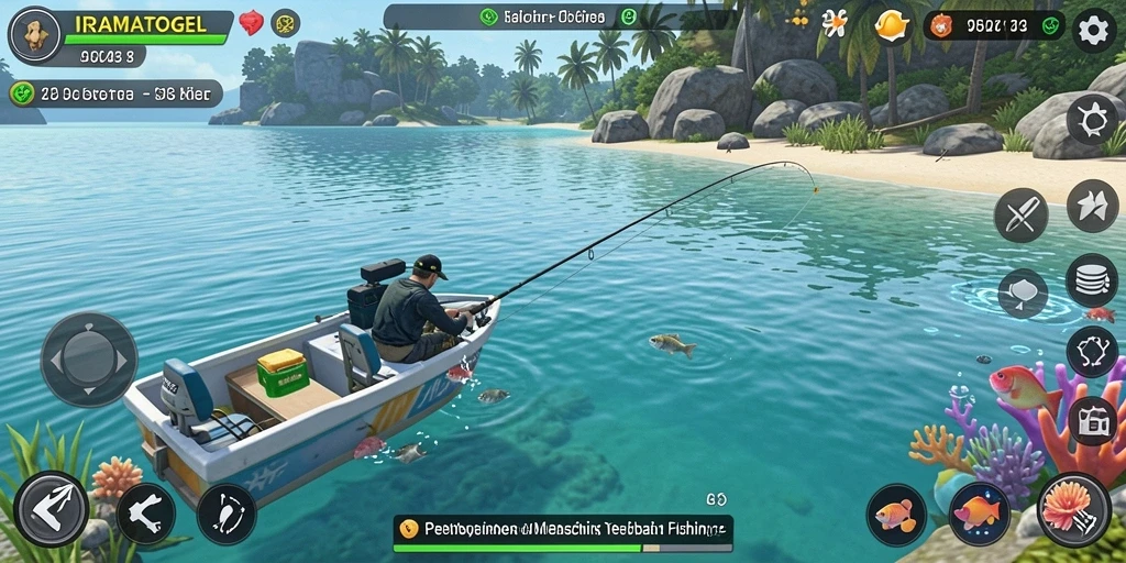 Gameplay memancing yang seru dan menantang dalam IRAMATOGEL.