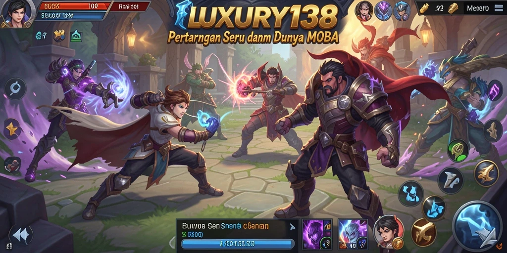 Tampilan seru gameplay LUXURY138 dalam pertempuran MOBA.
