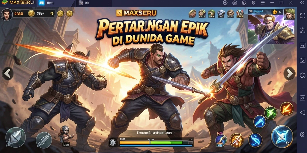Tampilan menarik dari gameplay seru MAXSERU saat pertarungan berlangsung.