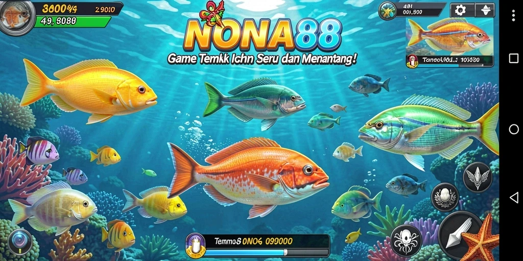Tangkapan layar NONA88 menampilkan gameplay seru dalam tembak ikan.
