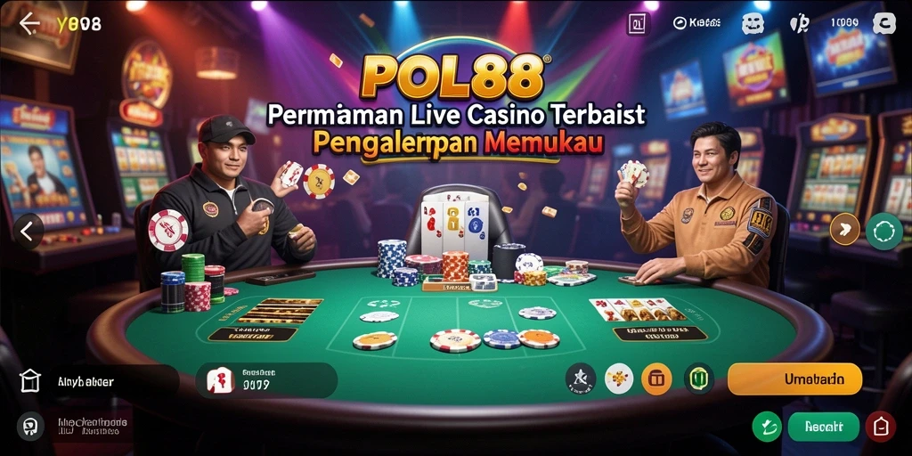 Gameplay menegangkan dengan dealer langsung dan interaksi pemain.