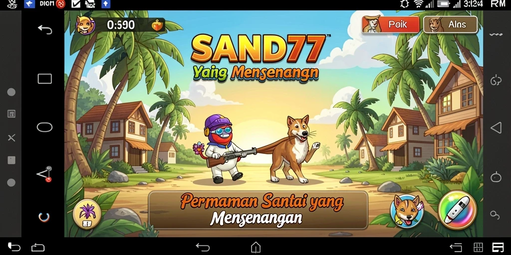 Screenshot SAND77 menampilkan gameplay yang cerah dan mengasyikkan.