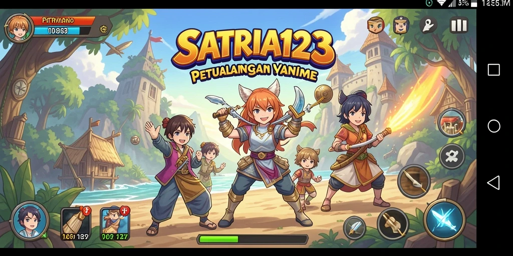 Screenshot menampilkan gameplay seru dari SATRIA123 dengan karakter Anime yang menarik.