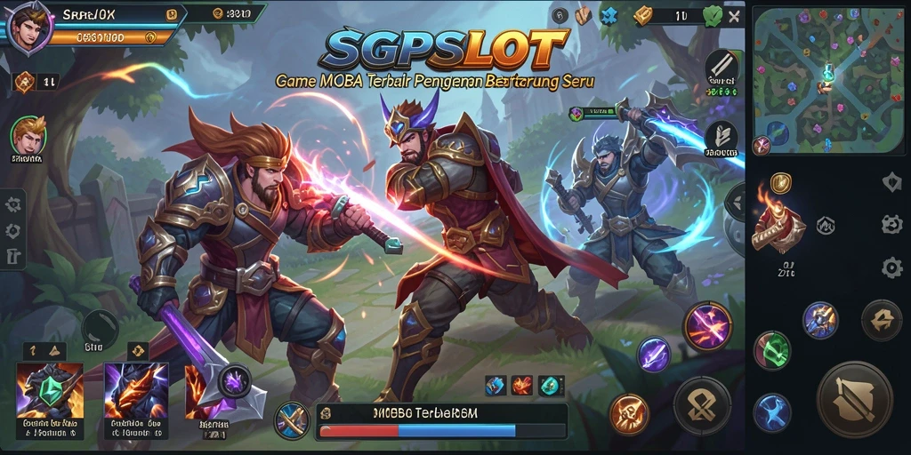 Screenshot gameplay SGPSLOT menampilkan aksi seru dalam pertempuran MOBA.