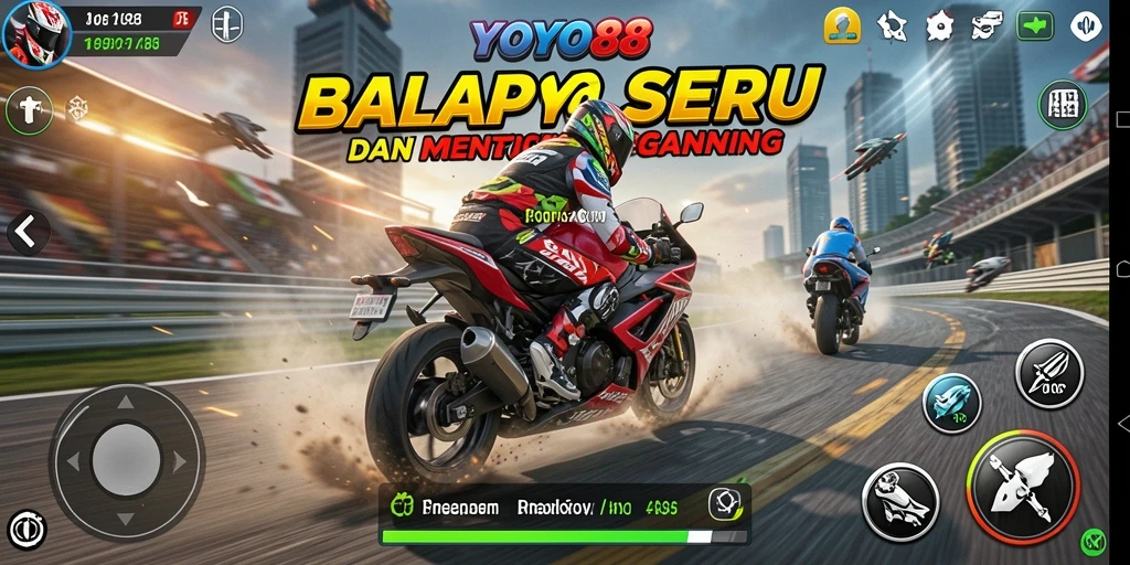 Gameplay seru dalam balapan motor YOYO88 yang mendebarkan.